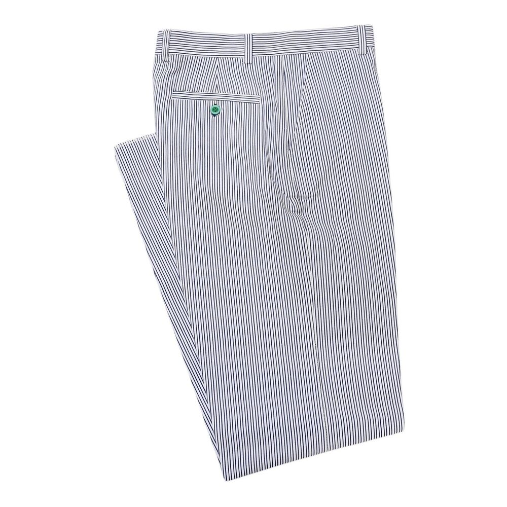 Mens 32 Blue White Textured Stripe Cotton Dress Pants Straight Fit Trousers NWT